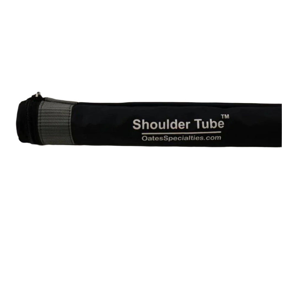 A close-up view of the zipper end of the Shoulder Tube carrying case, highlighting its durable construction and secure closure for convenient storage and transport.