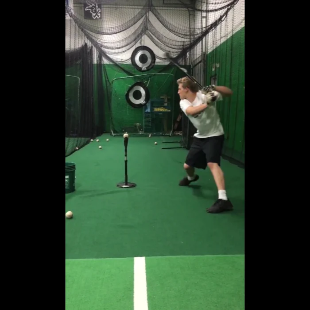 Batting Target being used in a batting tunnel to provide visual focus and goals
