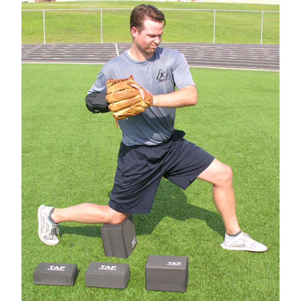 Baseball Player Using TAP Kneeling Block for Pitching Drill