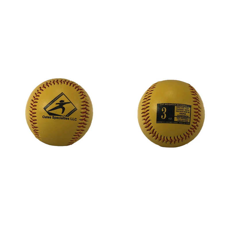 Weighted Baseball 3oz front and rear view
