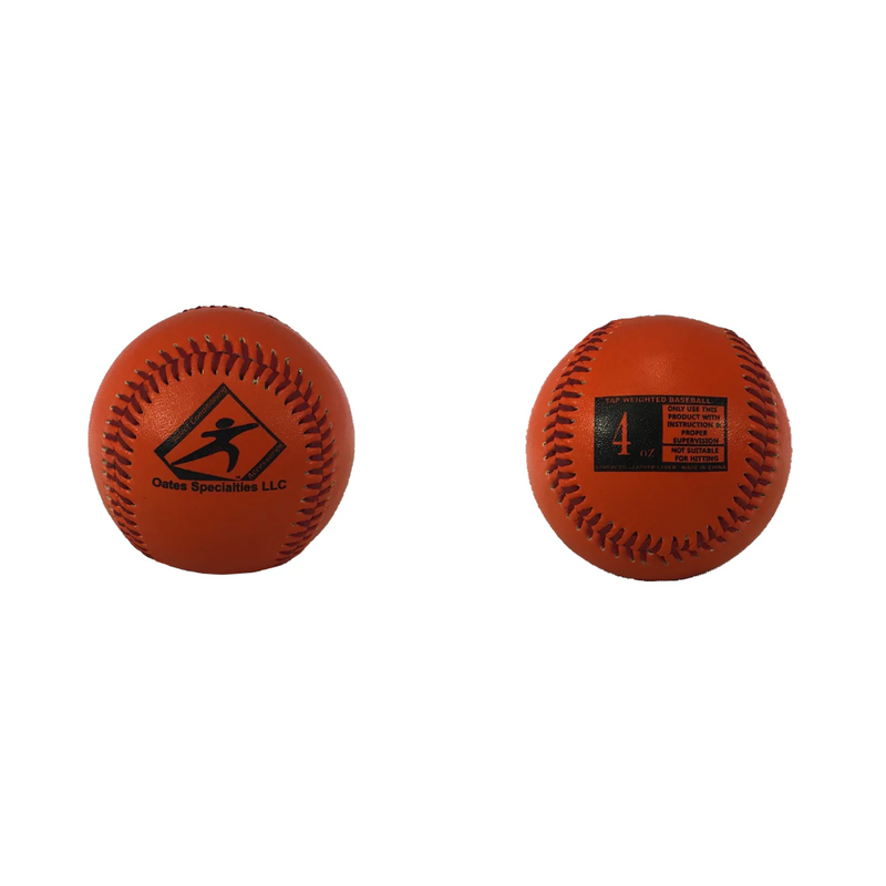 Weighted Baseball 4oz front and rear view